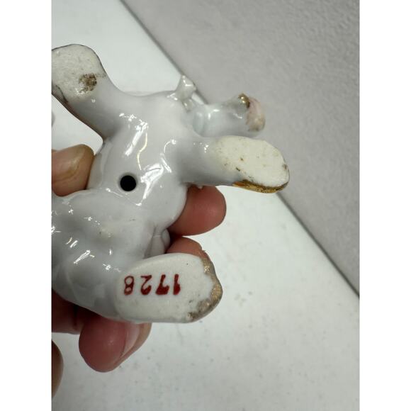 VTG 1950s‎ White & Gold Porcelain Bull Figurine Small Mid Century Accent Decor - Picture 2 of 5